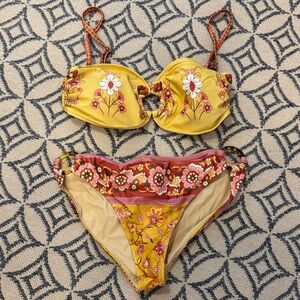 Spell Yellow and Red Floral Bikini portobello Road M